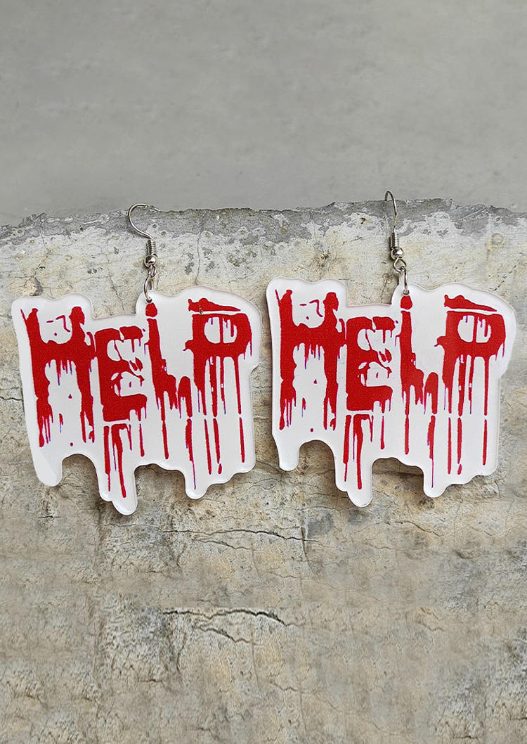 

Halloween Blood Splatter Help Hand Earrings, White, SCM019506