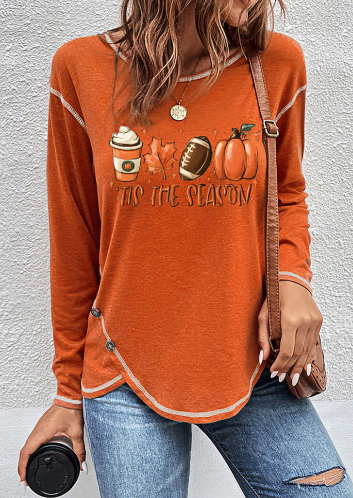 

Tis The Season Pumpkin Soccer Maple Leaf Coffee T-Shirt Tee - Orange, SCM019808