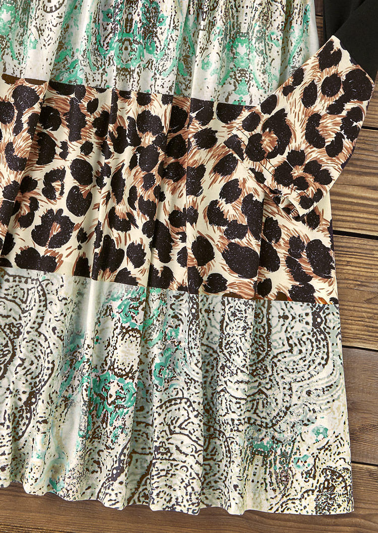 Leopard Ruffled Hollow Out Chain Mini Dress