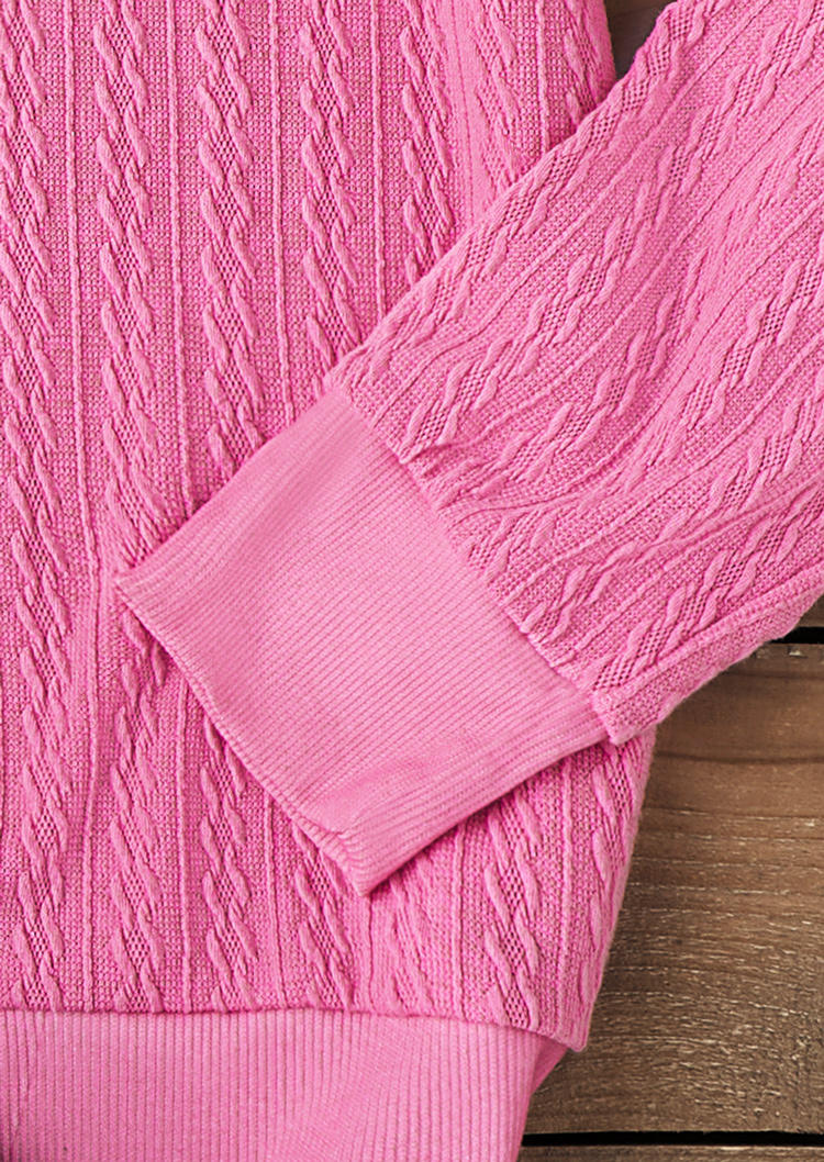 Plaid Drawstring Sweatshirt - Pink