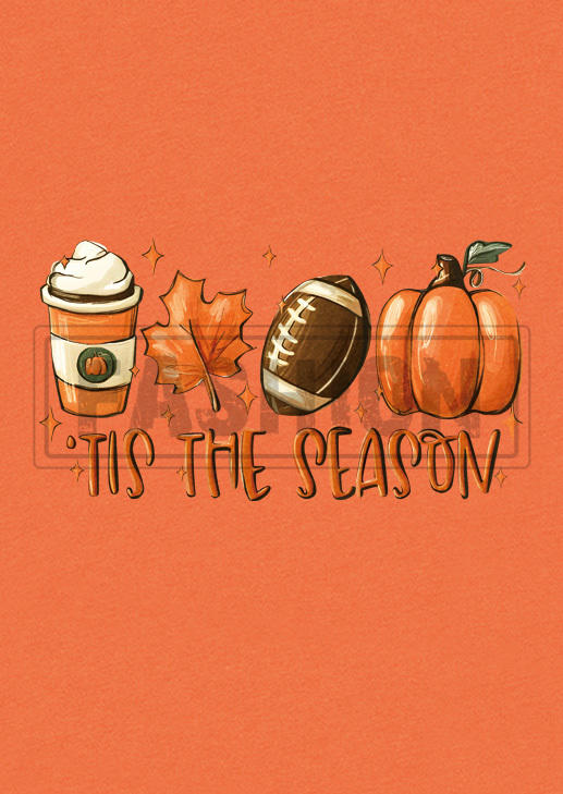 Tis The Season Pumpkin Soccer Maple Leaf Striped Blouse - Orange