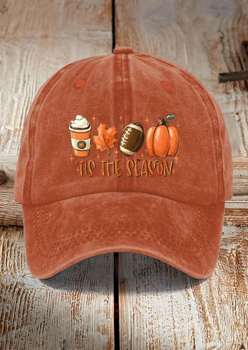 

Tis The Season Pumpkin Soccer Maple Leaf Baseball Cap, Orange, SCM019854