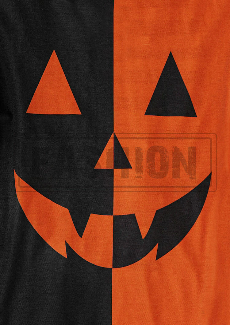 Pumpkin Face Color Block Cut Out Sweatshirt