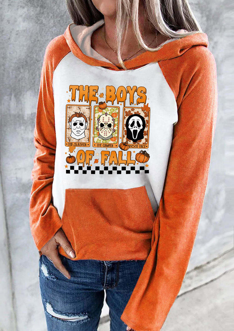 

Graphic Pumpkin Kangaroo Pocket Hoodie - Orange, SCM019622