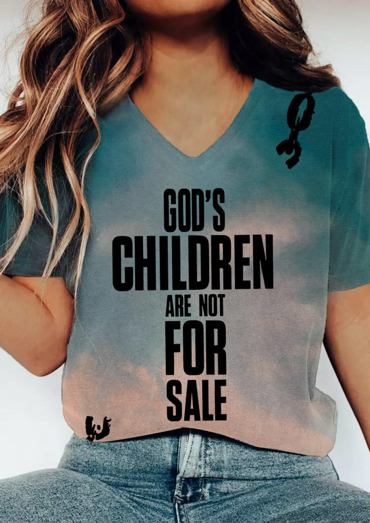 God's Children Are Not For Sale Cross Graphic V-Neck T-Shirt Tee