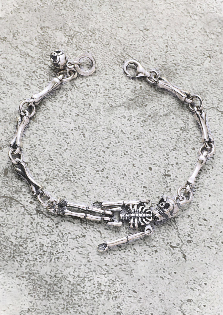 

Halloween Skeleton Skull Alloy Gothic Bracelet, Silver, SCM018871