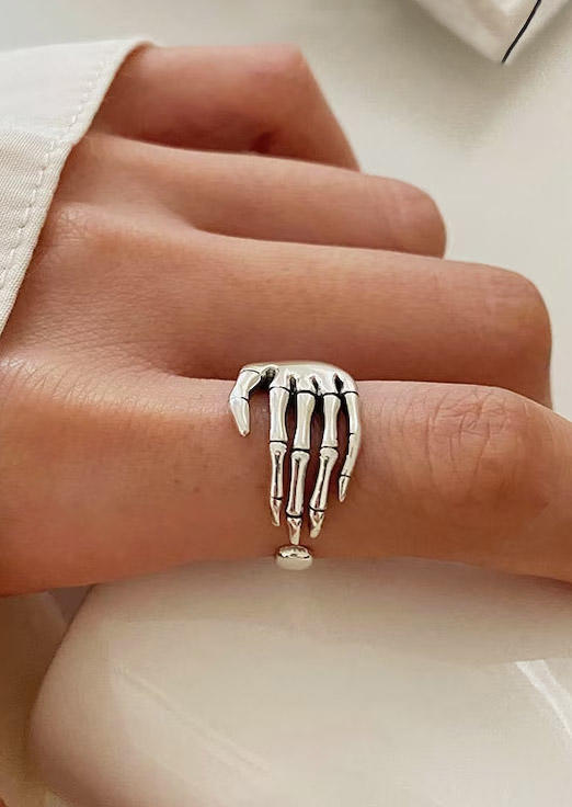 

Halloween Skeleton Hand Alloy Gothic Ring, Silver, SCM019767