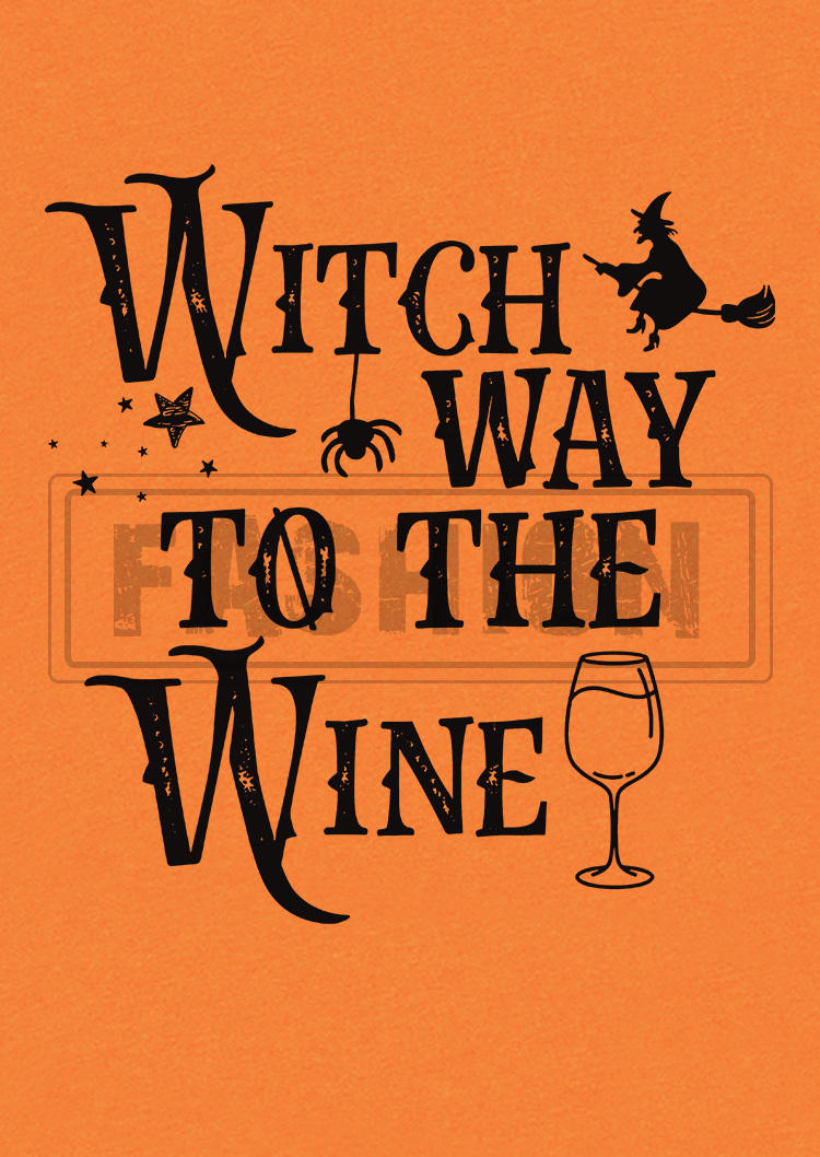 Witch Way To The Wine Spider T-Shirt Tee - Orange