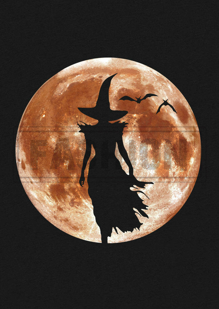 Witch Moon Silhouette Bat T-Shirt Tee - Black