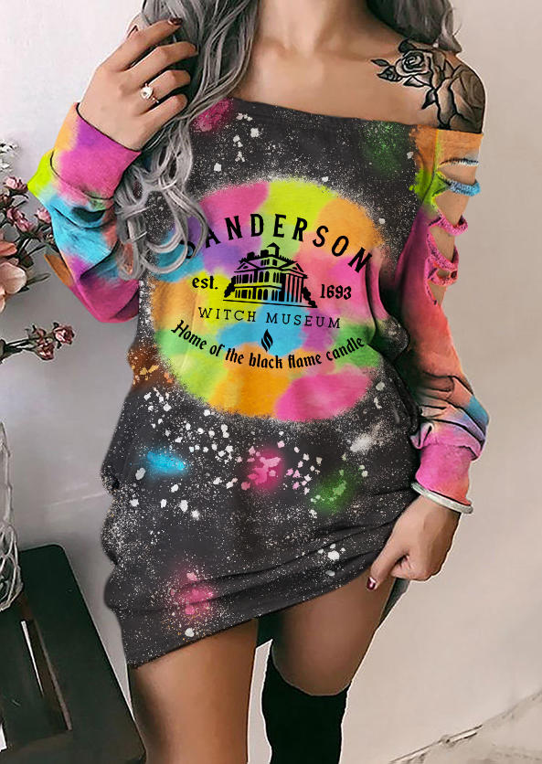 

Home Of The Black Flame Candle Tie Dye Sweatshirt Dress, Multicolor, SCM019654