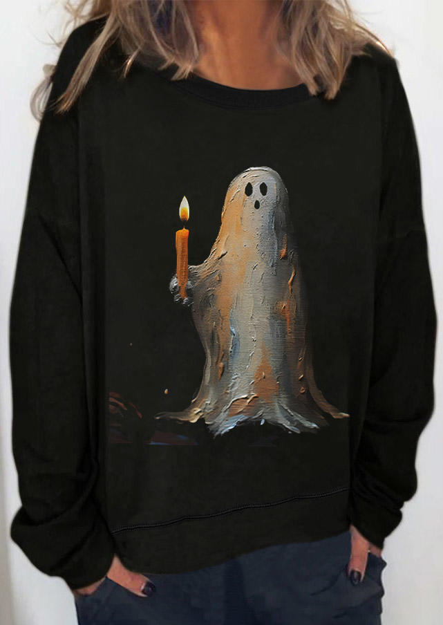 

Ghost Long Sleeve O-Neck Sweatshirt - Black, SCM019805