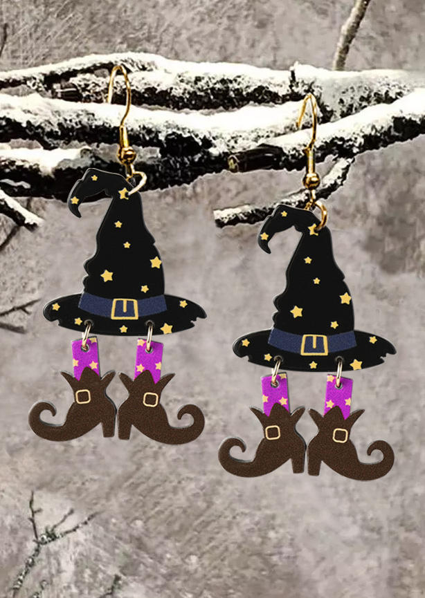 

Witch Hat Boots Earrings, Black, SCM019893