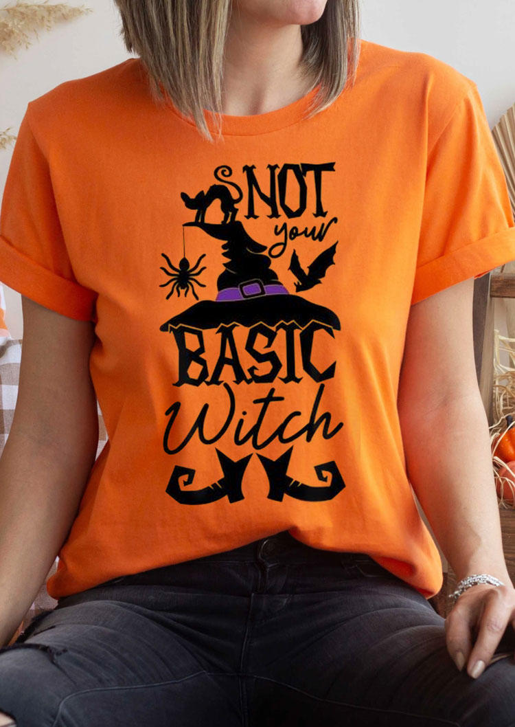 

Halloween Not Your Basic Witch Hat T-Shirt Tee - Orange, SCM020001