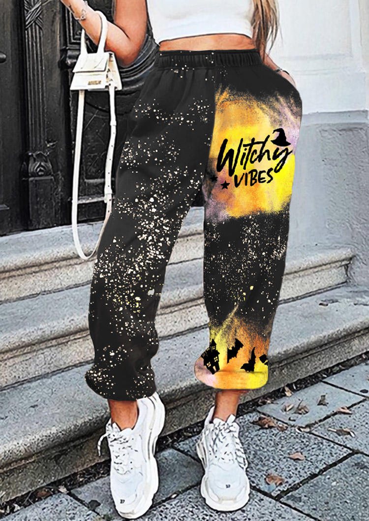 

Halloween Witchy Vibes Tie Dye Star Bat Sweatpants, Multicolor, SCM020075
