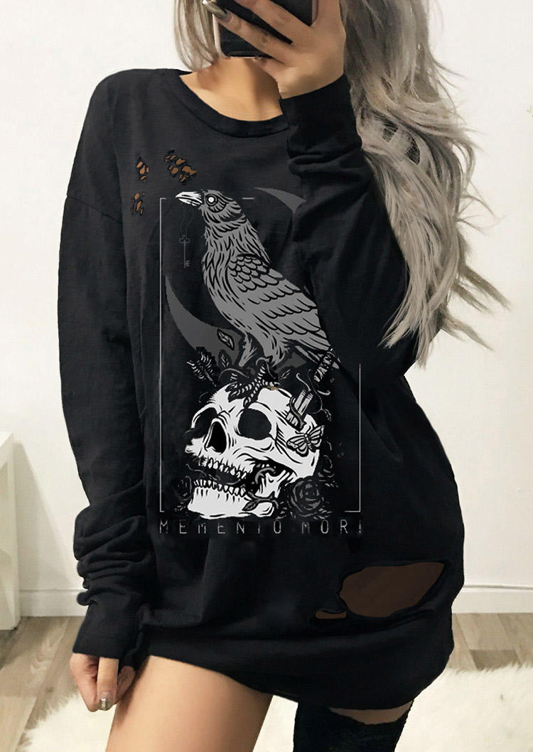 

Memento Mori Skull Sweatshirt Dress - Black, SCM019239