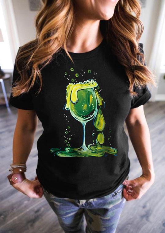 

Happy Hour Wine Glass T-Shirt Tee - Black, SCM020082