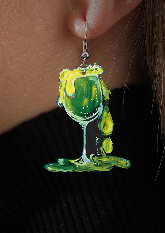 

Halloween Happy Hour Wine Glass Gradient Earrings, Multicolor, SCM020100