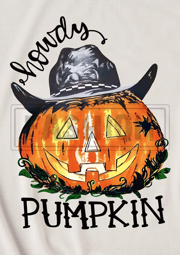 Howdy Pumpkin T-Shirt Tee - Apricot
