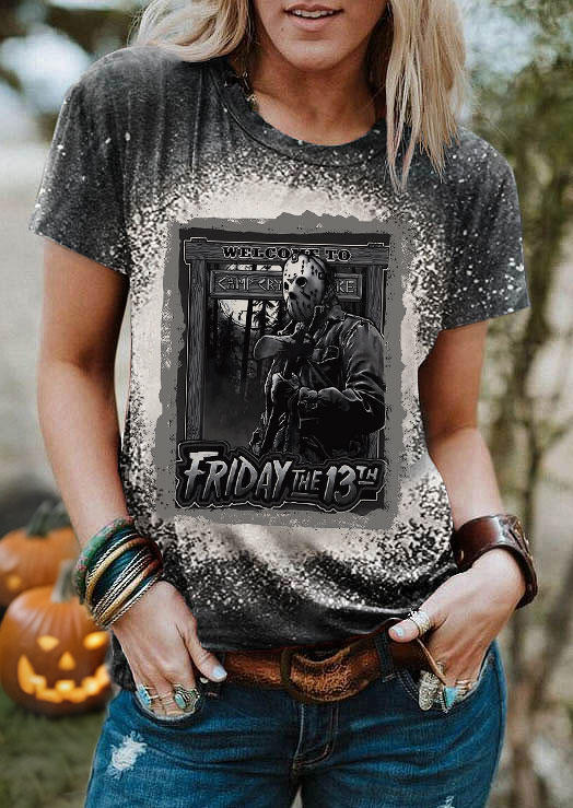 

Horror Movie Bleached T-Shirt Tee - Dark Grey, Gray, SCM020005