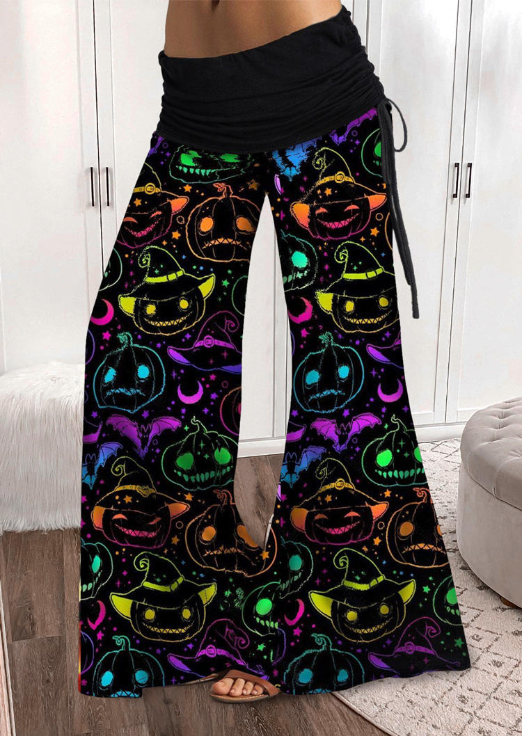 

Halloween Pumpkin Face Flare Pants - Black, SCM020138