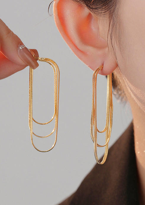 

Tassel Multi-Layered Alloy Earrings, Gold, SCM020105