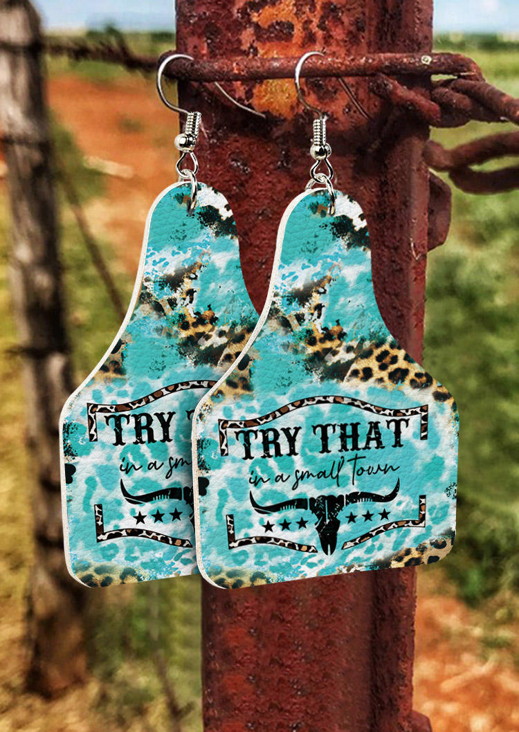 

Leopard Steer Skull PU Leather Earrings, Multicolor, SCM020227