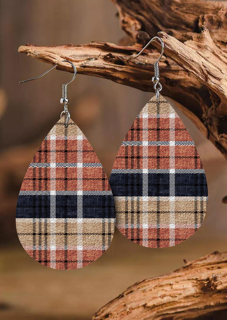 

Plaid Color Block Striped Hook Earrings, Multicolor, SCM020229