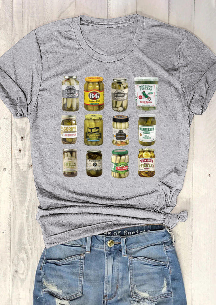 

Pickle Can O-Neck T-Shirt Tee - Gray, SCM020254