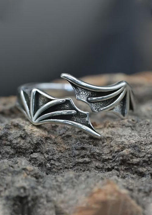 

Demon Batwing Adjustable Ring, Silver, SCM020104