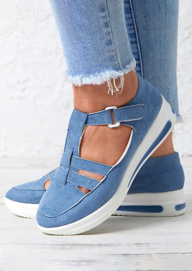 

Hollow Out Round Toe Platforms Sneakers - Blue, SCM020234