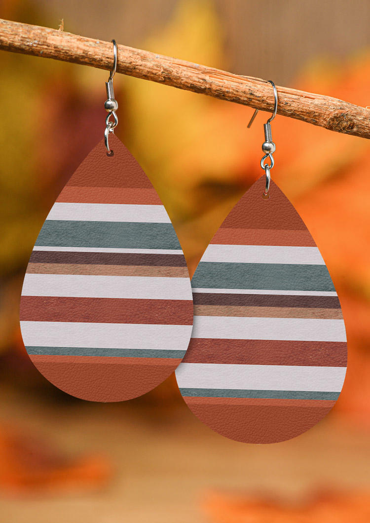 

Striped Hook Leather Earrings, Multicolor, SCM020236