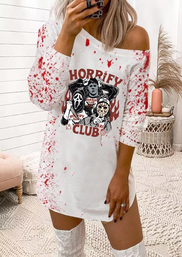 

Halloween Horrify Club Blood Splatter Sweatshirt Dress, Multicolor, SCM020128
