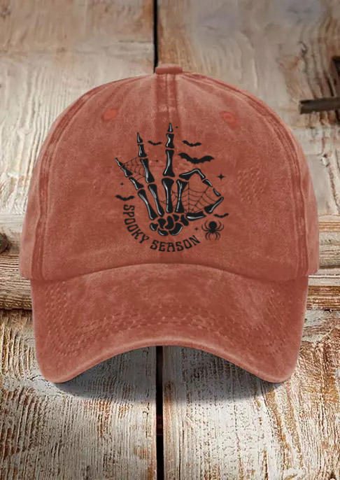 

Spooky Season Skeleton Hand Spider Bat Baseball Cap, Orange, SCM020291