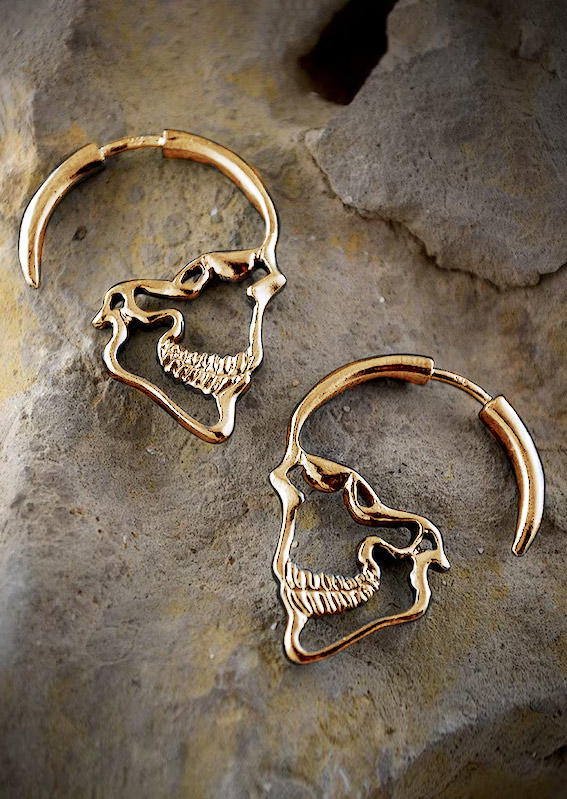 

Skull Hollow Out Earrings, Gold;silver, SCM020388