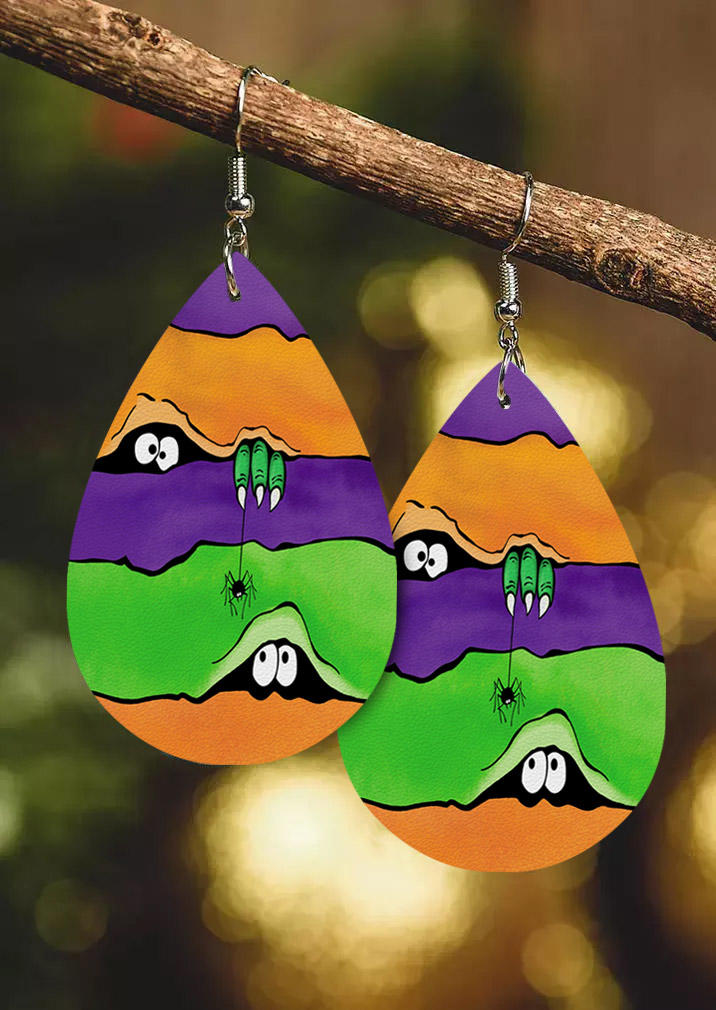 

Halloween Color Block Spider Earrings, Multicolor, SCM020415