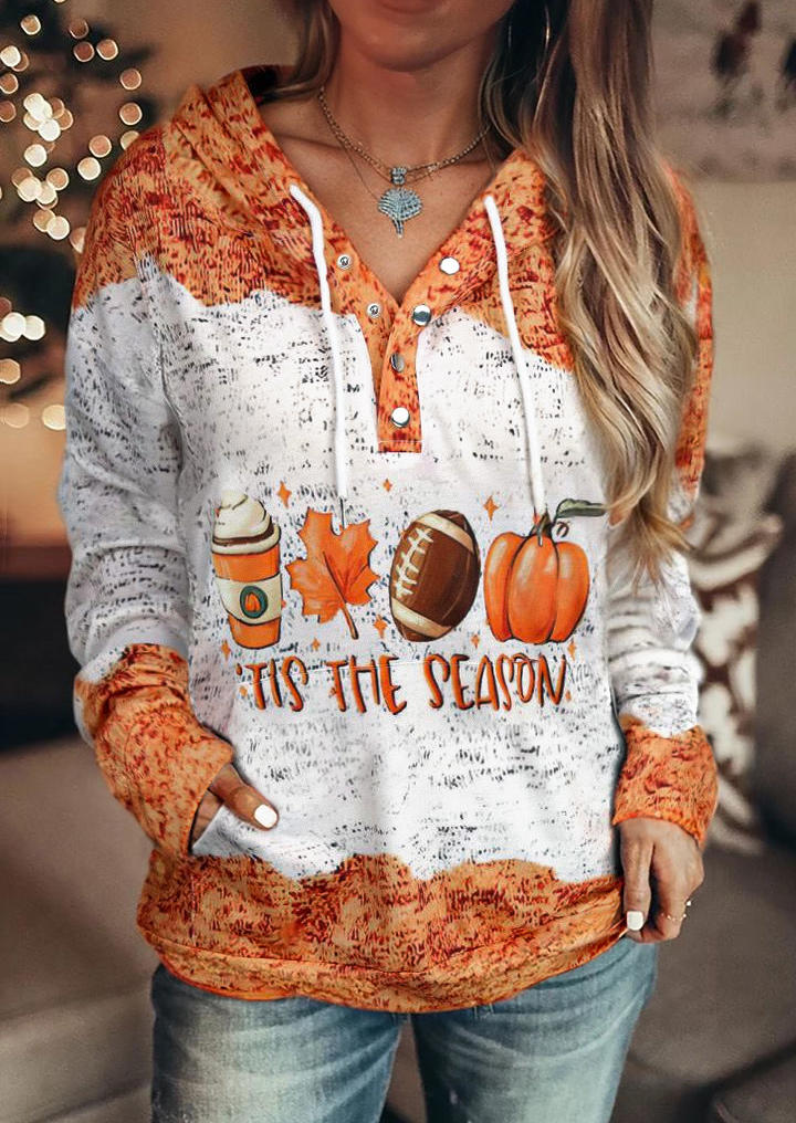 

'Tis The Season Maple Leaf Pumpkin Soccer Kangaroo Pocket Hoodie, Multicolor, SCM020211