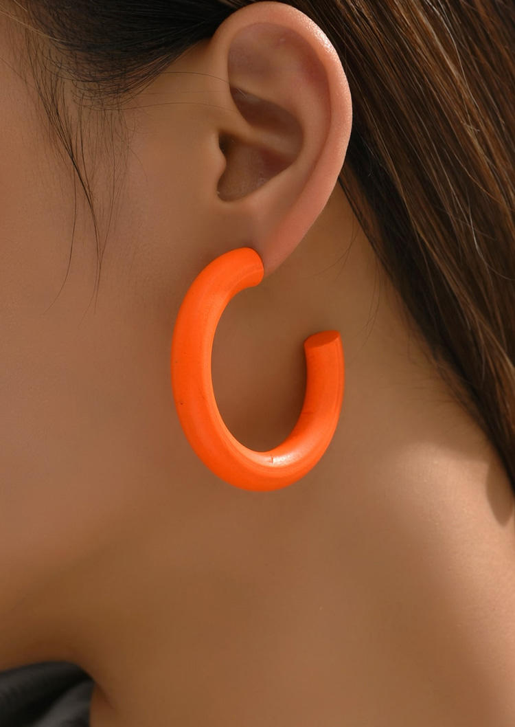 

Autumn Plain Large Circle Earrings, Black;orange, SCM020295