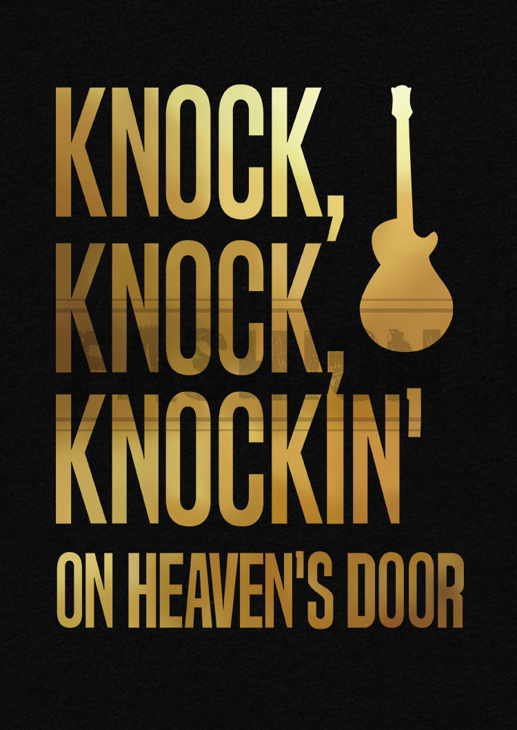 Retro Knockin' On Heaven'S Door Guitar T-Shirt Tee - Black