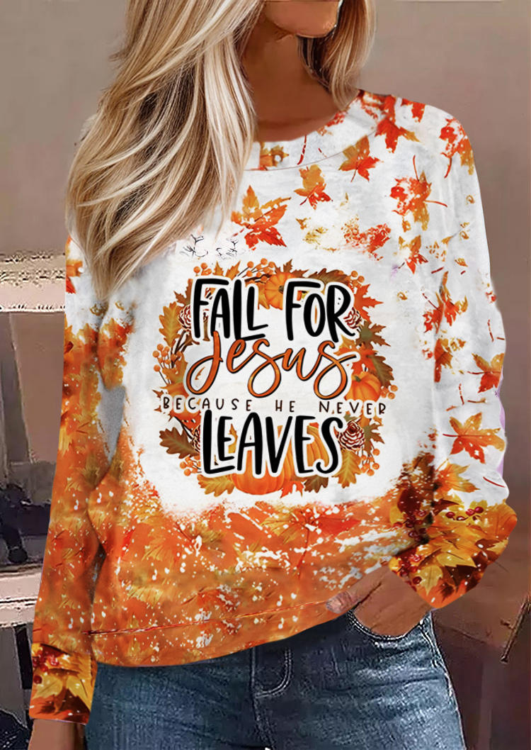 

Fall For Jesus Because He Never Leaves Maple Leaf Sweatshirt - Orange, SCM020312