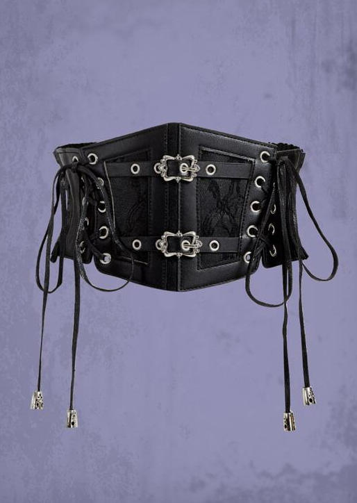 

Halloween Buckle Eyelet Lace Wide Waist Belt, Black, SCM019410