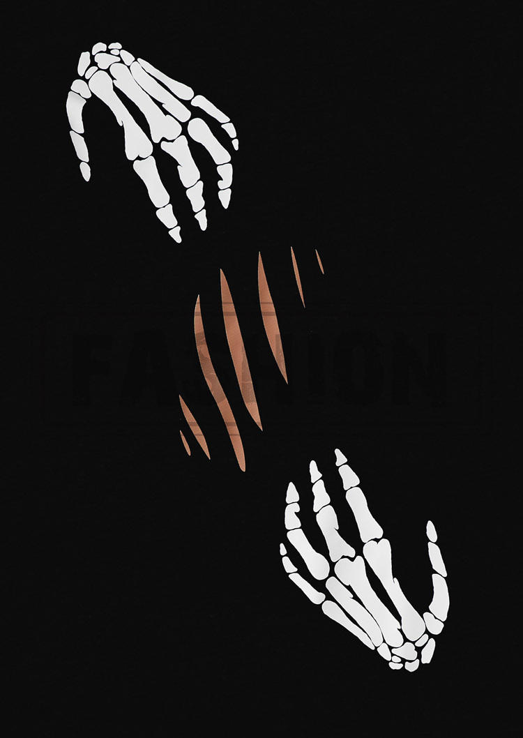 Skeleton Hand Cut Out Hoodie - Black