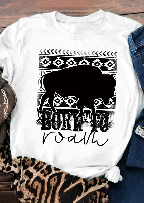 

Born To Roam Highland Cattle T-Shirt Tee - White, SCM020508