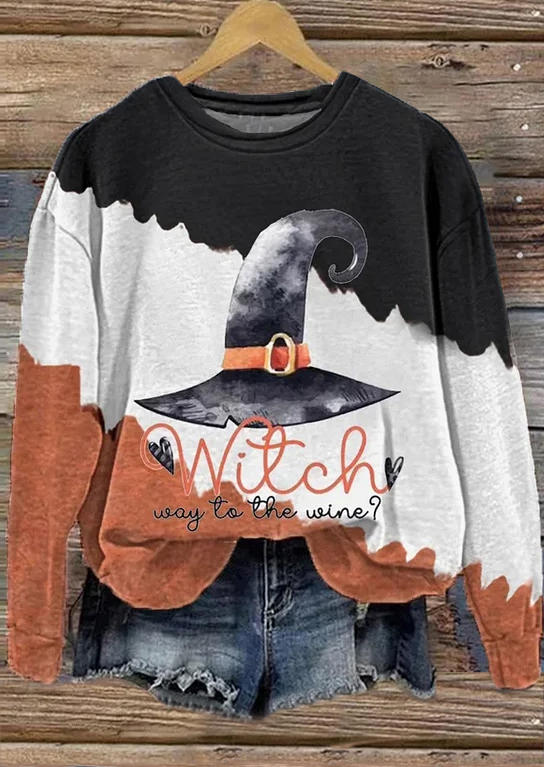 

Witch Way To The Wine Color Block Sweatshirt, Multicolor, SCM019901