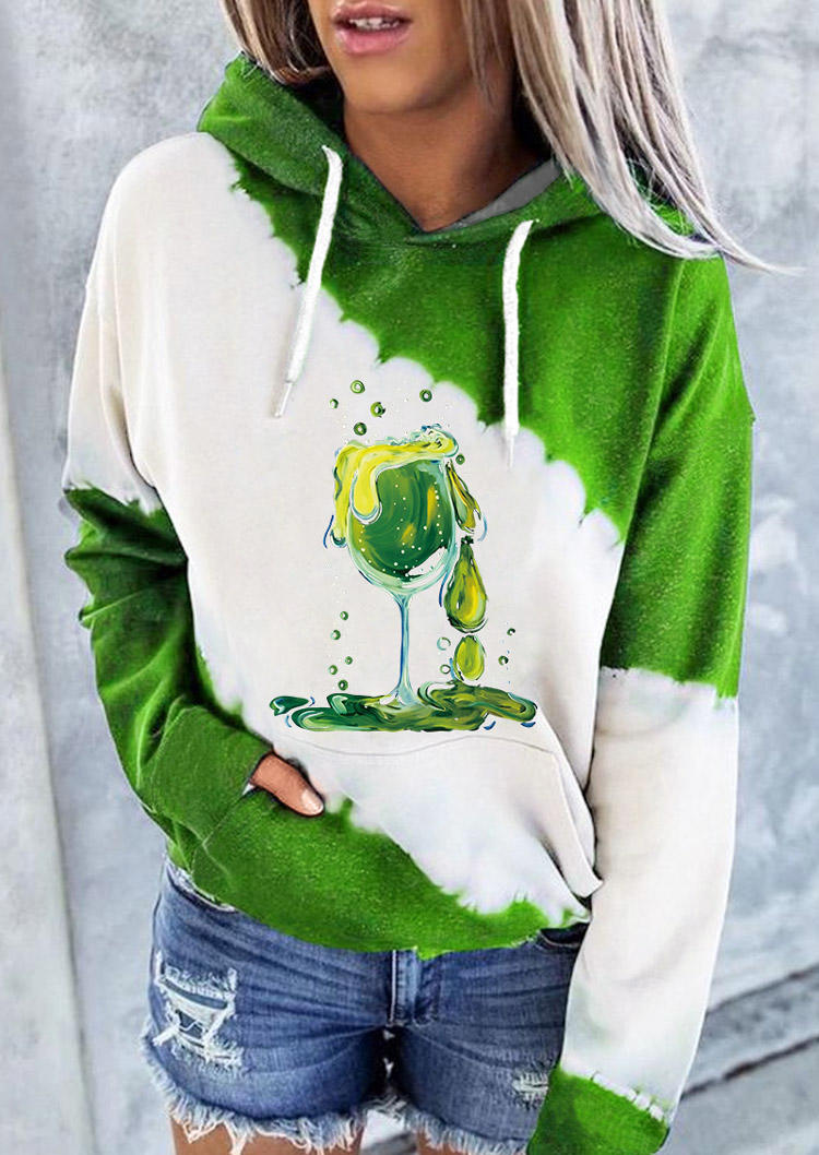 

Happy Hour Wine Glass Gradient Hoodie - Green, SCM020106