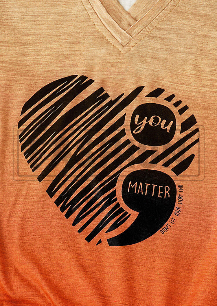 You Matter Heart Ombre Raglan Sleeve Blouse - Orange