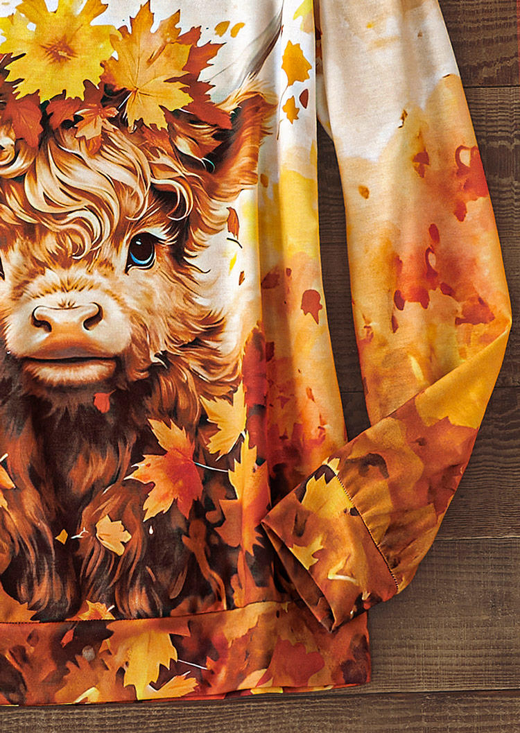 Maple Leaf Gradient Highland Cattle Sweatshirt