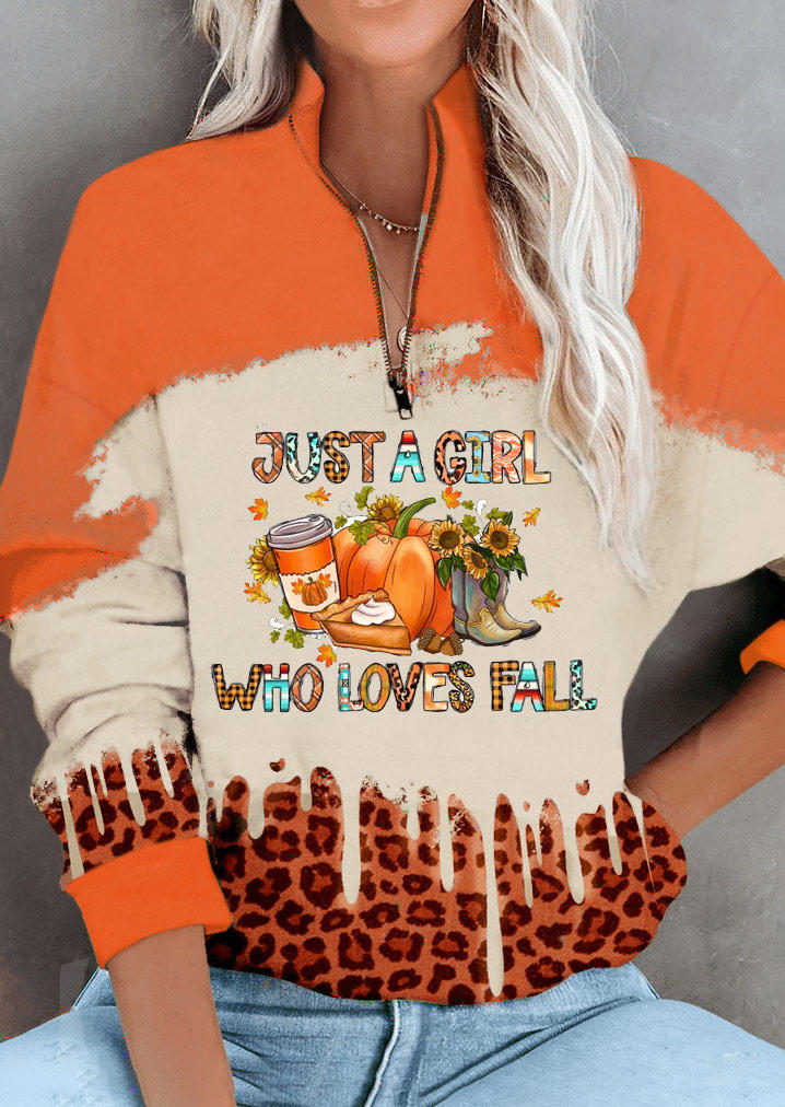 

Just A Girl Who Loves Fall Color Block Leopard Sweatshirt - Orange, SCM020148