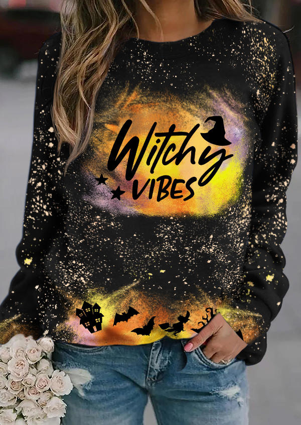

Witchy Vibes Tie Dye Sweatshirt - Black, SCM020190