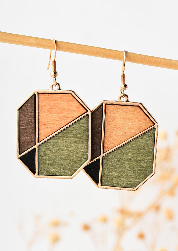 

Color-Blocked Geometric Earrings, Green, SCM020548