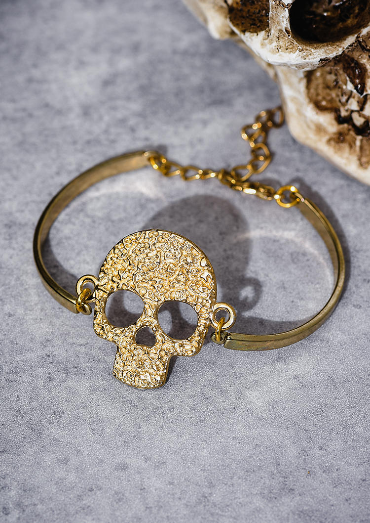 

Skull Hollow Out Alloy Bracelet, Gold, SCM020615